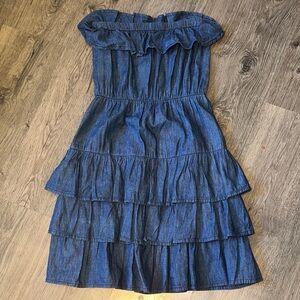 Boom Boom Jeans Vintage Y2K Blue Tiered Ruffle Jean Dress